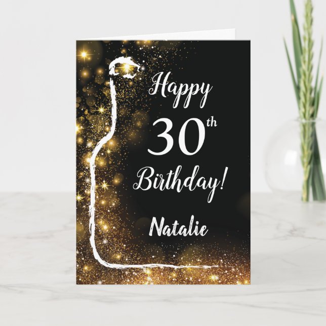 Carte Joyeux 30e anniversaire Black and Gold Parties sci (Devant)