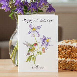 Carte Joyeux 30e anniversaire Columbine avec Hummingbird