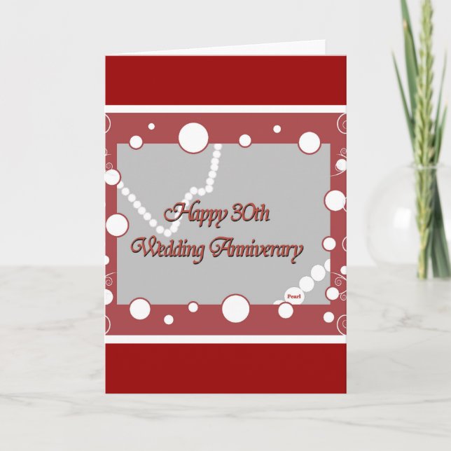 Carte Joyeux 30e anniversaire de mariage de perle (Devant)