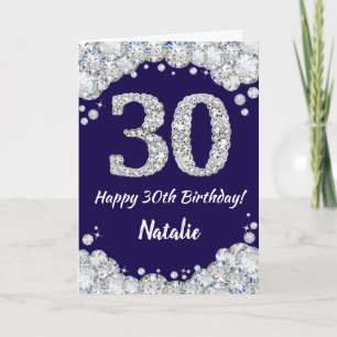 Carte Joyeux 30e anniversaire Marine Bleu et Parties sci