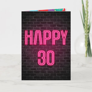 Carte Joyeux 30e anniversaire Neon Connexion en brique