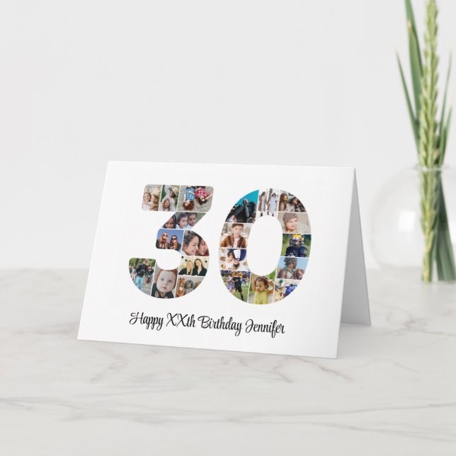 Carte Joyeux 30e anniversaire Numéro 30 Collage photo pe (Devant)