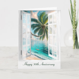 Carte Joyeux 30e anniversaire Tropical Window