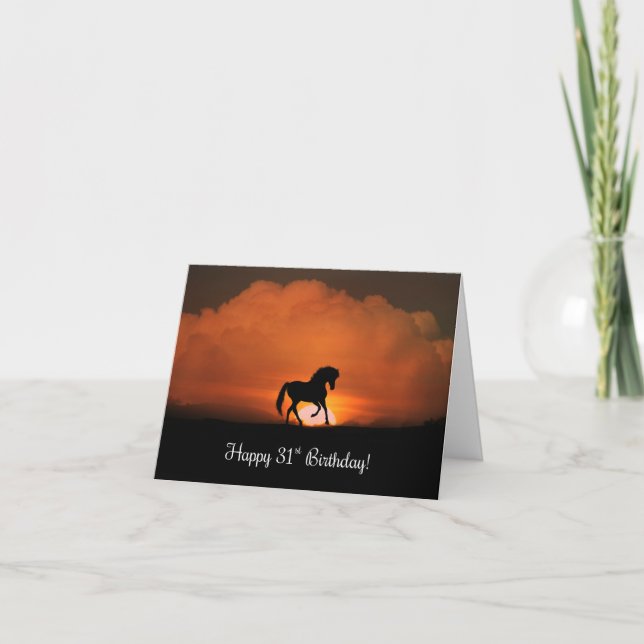 Carte Joyeux 31e anniversaire avec Trotting Horse (Devant)