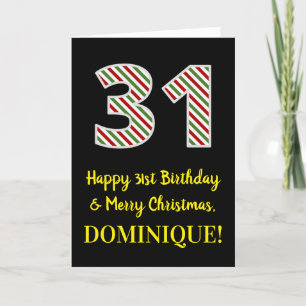 Carte Joyeux 31e anniversaire & Joyeux Noël, Nom personn
