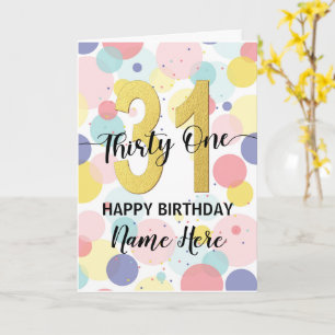Carte Joyeux 31e anniversaire Pastel Rainbow and Gold Gi