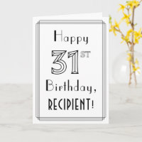 Joyeux 31e anniversaire, style Art déco avec nom p