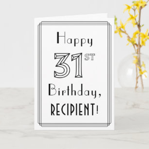 Carte Joyeux 31e anniversaire, style Art déco avec nom p