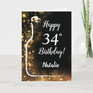 Carte Joyeux 34e anniversaire Black and Gold Parties sci