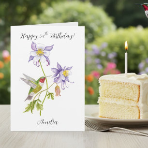 Carte Joyeux 34e anniversaire Columbine avec Hummingbird