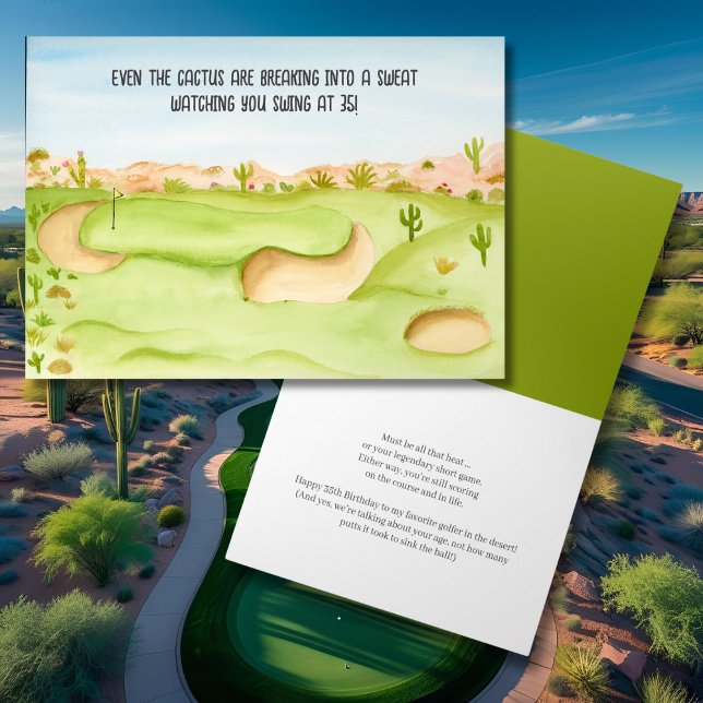 Carte Joyeux 35e anniversaire Desert Golf Course aquarel (Créateur téléchargé)