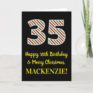 Carte Joyeux 35e anniversaire & Joyeux Noël, Nom personn