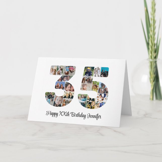 Carte Joyeux 35e anniversaire Numéro 35 Collage photo pe (Devant)