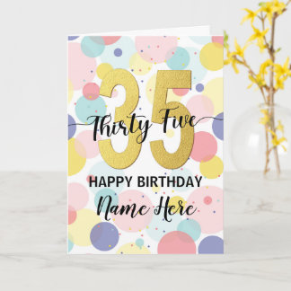 Carte Joyeux 35e anniversaire Pastel Arc-en-ciel et fill