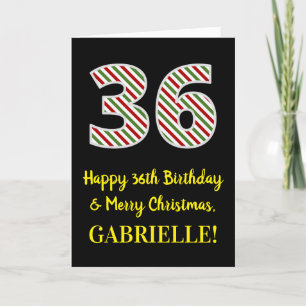 Carte Joyeux 36e anniversaire & Joyeux Noël, Nom personn