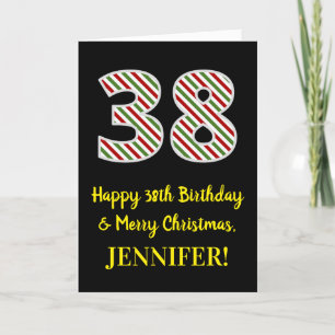 Carte Joyeux 38e anniversaire & Joyeux Noël, Nom personn