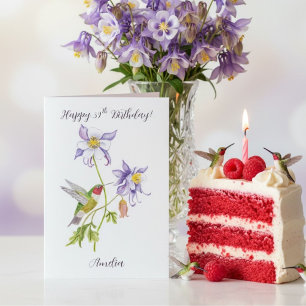 Carte Joyeux 39ème anniversaire Columbine avec Hummingbi