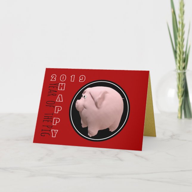 Carte Joyeux 3D PIg année Zodiac Anniversaire Choisir la (Devant)