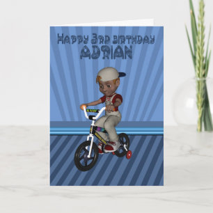 Carte Joyeux 3e anniversaire nommé Adrian, grand-fils