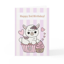 Carte joyeux 3e anniversaire pour une fille mignon