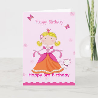 Carte Joyeux 3e anniversaire Princesse