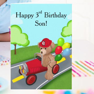 Carte Joyeux 3ème Anniversaire Ours en Peluche  Camion d