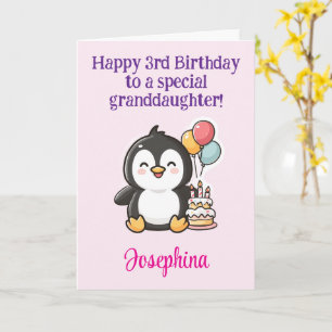 Carte Joyeux 3ème anniversaire petite-fille, Manchot