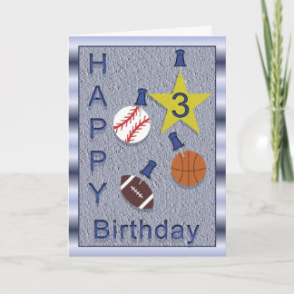 Carte Joyeux 3ème anniversaire Sports Thème
