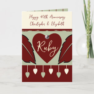 Carte Joyeux 40e anniversaire ajouter des noms vert bord