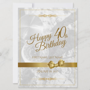 Carte Joyeux 40e anniversaire avec un ruban doré