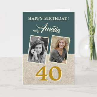 Carte Joyeux 40e Anniversaire Rustique 2 Photos