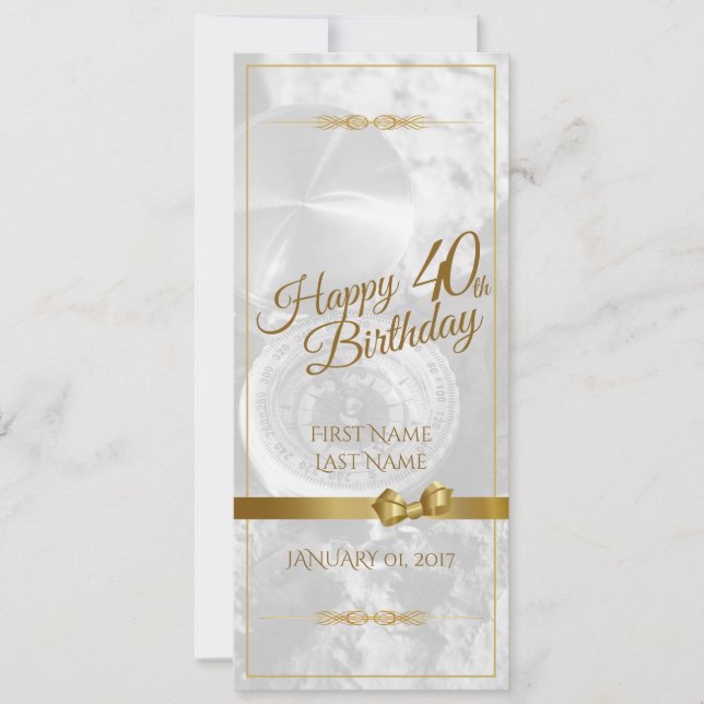 Carte Joyeux 40ème anniversaire avec arc en or (Devant)