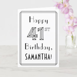 Carte Joyeux 41e anniversaire, style Art déco avec nom p