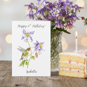 Carte Joyeux 41ème anniversaire Columbine avec Hummingbi