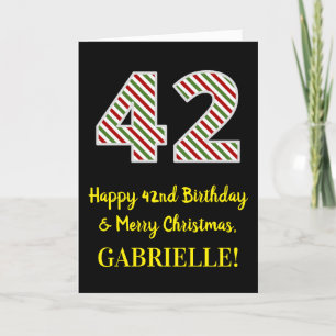 Carte Joyeux 42e anniversaire & Joyeux Noël, Nom personn