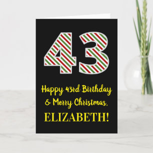 Carte Joyeux 43e anniversaire & Joyeux Noël, Nom personn