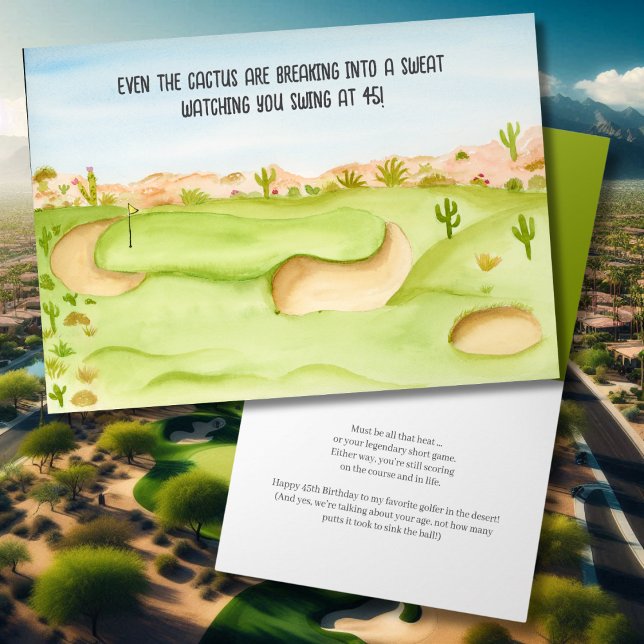 Carte Joyeux 45e anniversaire Desert Golf Course aquarel (Créateur téléchargé)