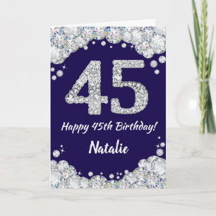 Carte Joyeux 45e anniversaire Marine Bleu et Parties sci