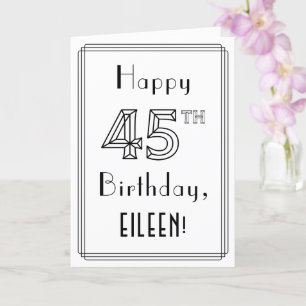 Carte Joyeux 45e anniversaire, style Art déco avec nom p