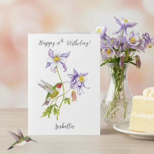 Carte Joyeux 46e anniversaire Columbine avec Hummingbird