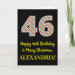 Carte Joyeux 46e anniversaire & Joyeux Noël, Nom personn
