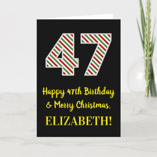 Carte Joyeux 47e anniversaire & Joyeux Noël, Nom personn