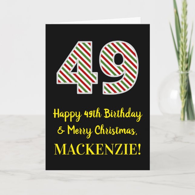 Carte Joyeux 49e anniversaire & Joyeux Noël, Nom personn (Devant)