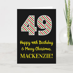 Carte Joyeux 49e anniversaire & Joyeux Noël, Nom personn