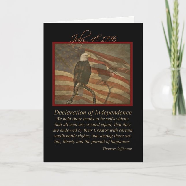 Carte Joyeux 4 juillet aigle à tête blanche et drapeau e (Devant)