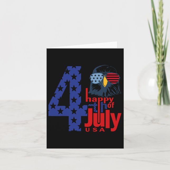 Carte Joyeux 4 juillet aigle patriotique drapeau 4 juill (Devant)