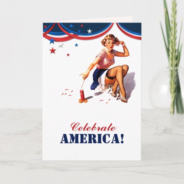 Carte Joyeux 4 juillet. Armoire rétro (Devant)