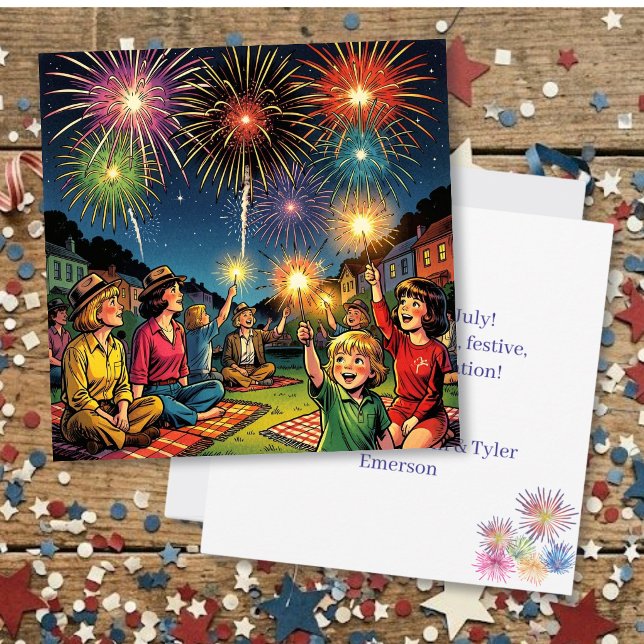 Carte Joyeux 4 juillet avec message personnalisé au dos (Créateur téléchargé)