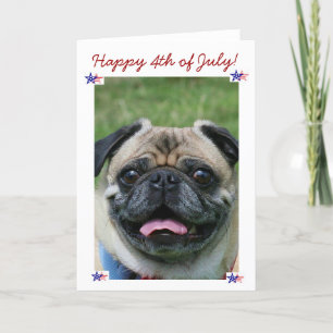 Carte Joyeux 4 juillet chien Carlin