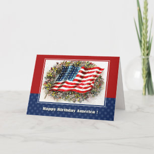 Carte Joyeux 4 juillet. Drapeau vintage des États-Unis